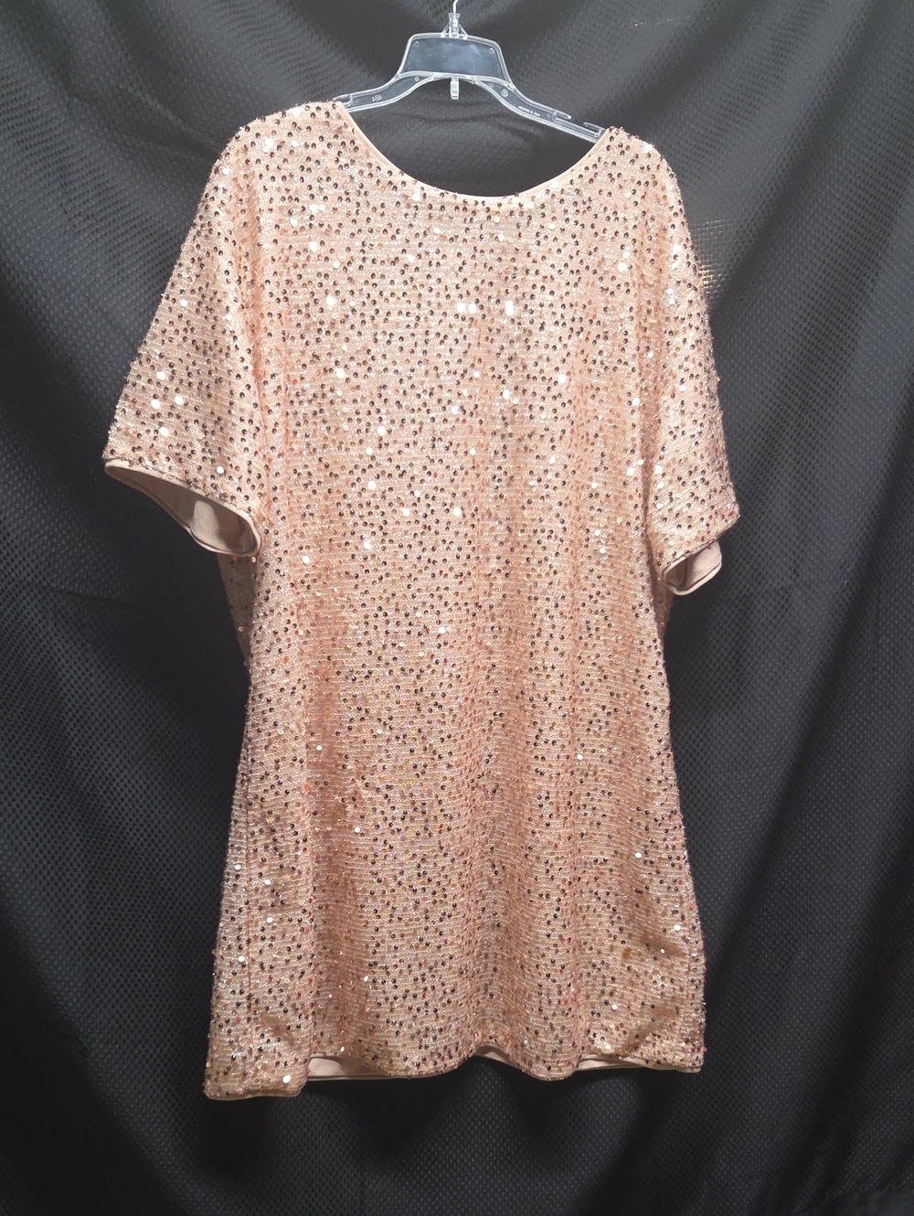 Rose Gold Sequin Shift Dress in Blush - Women's Party Dress 3X